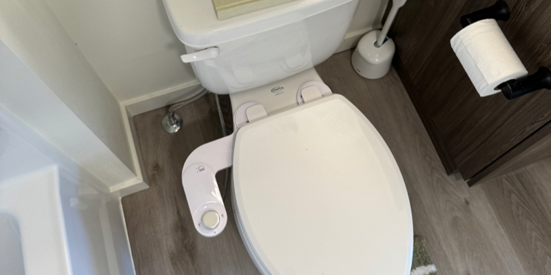 Brondell SimpleSpa Eco Essential Bidet Attachment installed, top view