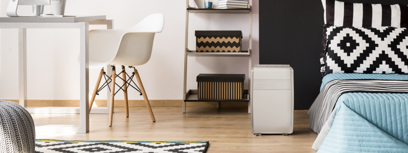clean, modern apartment space featuring the Brondell Horizon HEPA-Type Air Purifier